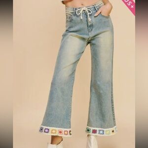 Crochet square hem Flare Jeans